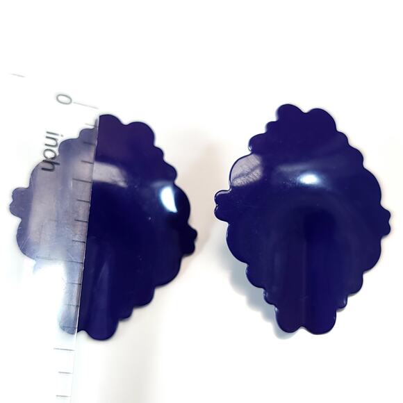 Vintage Purple Metal Floral Shaped Earrings with Glossy Finish, Bold Design - Picture 9 of 10